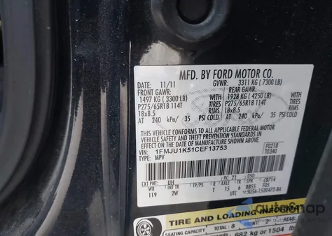 2012 Ford Expedition Limited from USA, damaged, VIN 1FMJU1K51CEF13753